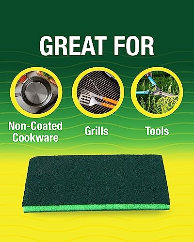Heavy Duty Odor Resistant Multi-Purpose Scouring Pads, 6 Count for Kitchen and Household, Dual Sided, Safe for Non-Coated Cookware