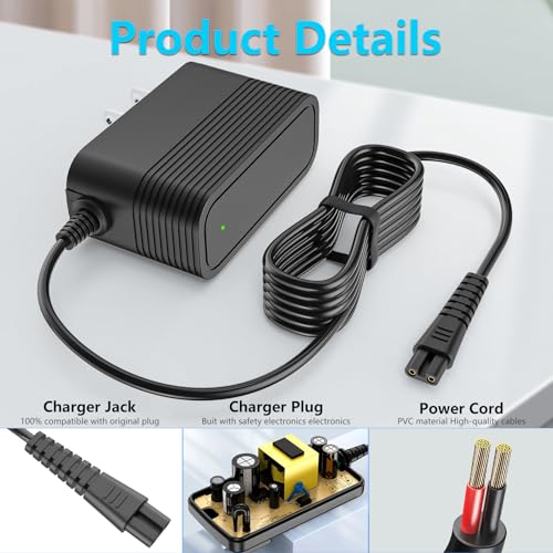 Charger for Voweek Electric Spin Scrubber Compatible with Voweek VWS211/SP02/ LABIGO LA1 Electric Spin Scrubber Power Cord Charger
