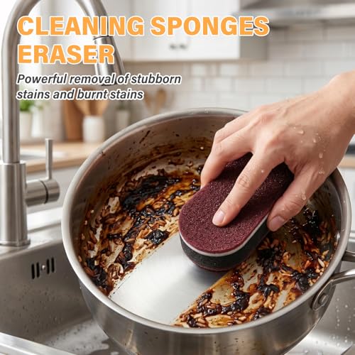 Cleaning Sponges Eraser，2026 New Heavy Duty Scouring Pad，Dish Sponges Kitchen，Shower and Tub Scrubber Sponge for Kitchen, Bathroom, Sink, Floor and Home Cleaning (5 pcs) - color: 5 Pcs