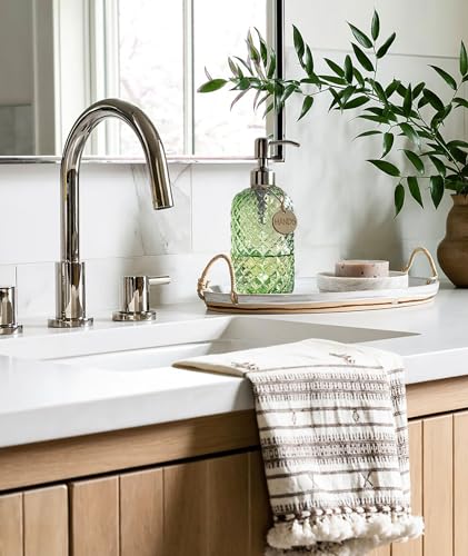 JASAI 18Oz Tea Green Soap Dispenser with Rust Proof Pump, Refillable Glass Soap Dispenser for Bathroom & Kitchen to Dispense Dish Soap, Hand soap, Lotion. - color: Green