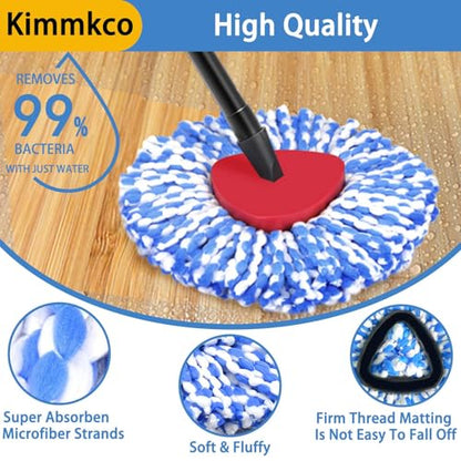6 Pack Mop Head Replacement for O Cedar Only 2-Tank RinseClean Spin Mop, Mop Replace Refills for Ocedar Made of Fluffy Microfiber, Machine Washable, with 1 Mop Base - size: 6pcs 2-Tank Mop Blue and 1 Mop Base Set