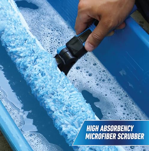 Unger Professional Connect and Clean 18” Proflex 2-in-1 Squeegee and Scrubber, High Access Window Cleaning Tool with Pivoting Head, Commercial and Residential Use, Reusable Microfiber Sleeve - style: ProFlex Window Cleaner II