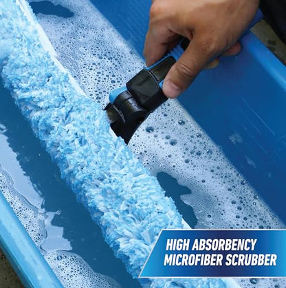 Unger Professional Connect and Clean 18” Proflex 2-in-1 Squeegee and Scrubber, High Access Window Cleaning Tool with Pivoting Head, Commercial and Residential Use, Reusable Microfiber Sleeve - style: ProFlex Window Cleaner II