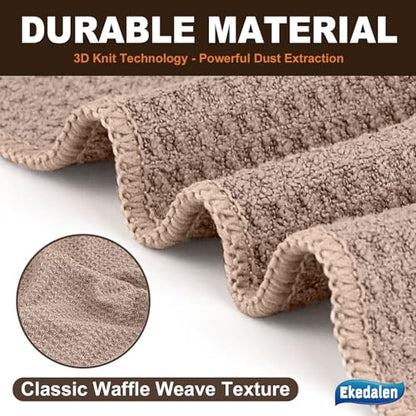 Microfiber Cleaning Cloth Waffle Weave for Dusting Absorbent Towel Quick Drying Dust Rags Household Kitchen, Lint Free Streak Free, 6 Pack,12 x 12 Inches, Khaki - color: Khaki, 12 X 12 Inch