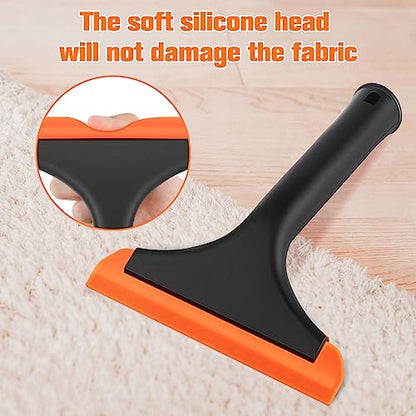 Silicone Pet Hair Removal,Pet Hair rubber Carpet Rake Cat Dog Hair Remover with 8in Long Handle Pet Hair Remover for Furniture Couch Carpet