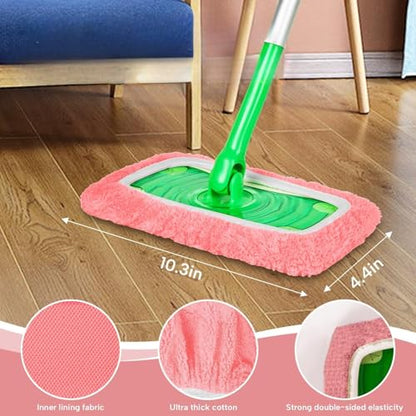 Microfiber Mop Pads - 3 Pack Reusable Washable Refills for Wet & Dry Floor Cleaning - Fits Most Standard Mops - Pink Household Cleaning Pads - color: Pink
