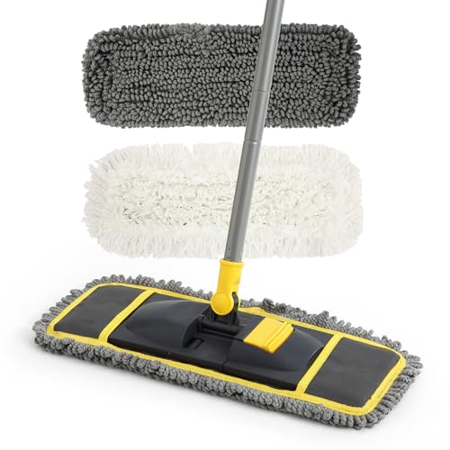 Yocada Dust Mop for Floor Cleaning with 2 Different Mop Pads (in Total) Wet & Dry for Hardwood Ceramic Marble Tile Laminate Home Kitchen 51in Long