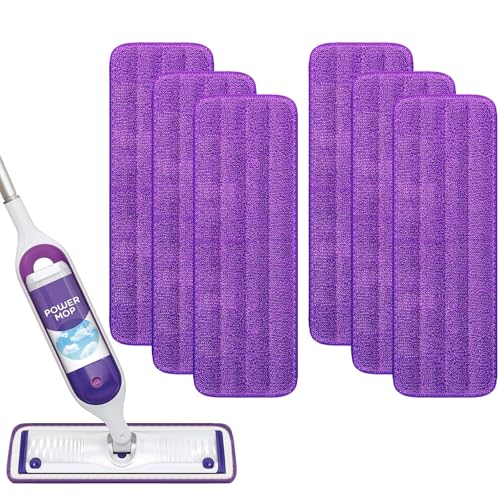 6 Pack Reusable Power Mop Refill Pads for Swiffer Power Mop - Swifter Powermop Pads Refills - Multi-Surface & Wood Mopping Pad Refill for Floor Cleaning - Washable Microfiber Pad - color: 6 Pack (Purple)