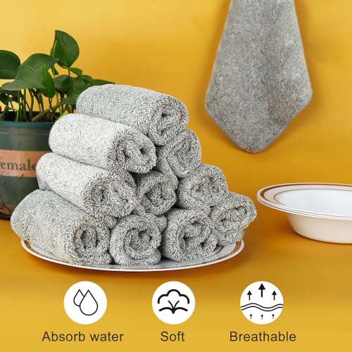 Kitchen Dish Cloths, 12 Pack, 10 x 10 Inches, Super Absorbent Microfiber Dish Towels, Soft Lint Free Reusable Dish Rags for Washing Dishes, Drying, Counters and Sink, Grey - color: Grey