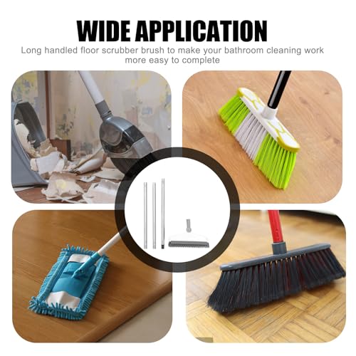 Toyvian Long Handle Floor Brush Scrubber Stiff Bristles Groove and Seam Cleaning Brush for Bathroom and Kitchen Tiles 126cm Extendable for Shower and Floor Stains