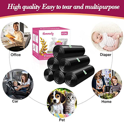 4 Gallon 180pcs Small Black Trash Bags Strong Garbage Bags,Bathroom Trash Can Bin Liners, Plastic Bags for Bedroom, Waste Basket Liner, Fit 12-15 Liter, 3.5,4,4.5 Gal(4G-Black) - color: Black, size: 180 Count (Pack of 1)