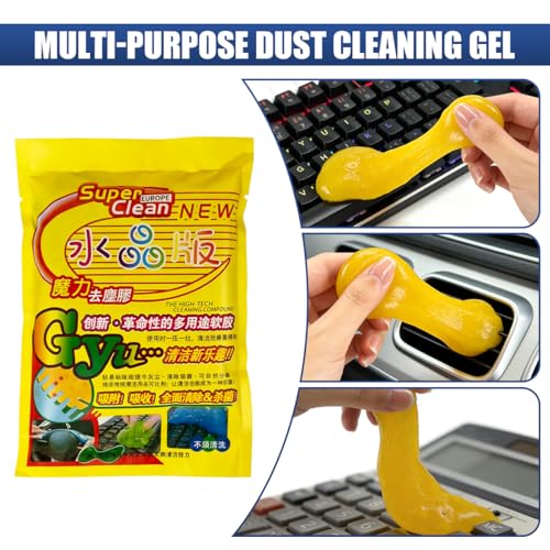 Craedli 2PCS Car Cleaning Gel Auto Detailing Putty, Universal Car Interior Cleaner Slime, Reusable Dust Remover Cleaning Supplies Kit Tools for Air Vents Keyboards, Car Accessories Presents (Yellow)