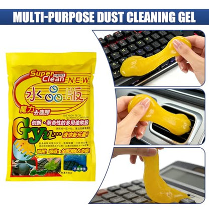 Craedli 2PCS Car Cleaning Gel Auto Detailing Putty, Universal Car Interior Cleaner Slime, Reusable Dust Remover Cleaning Supplies Kit Tools for Air Vents Keyboards, Car Accessories Presents (Yellow)