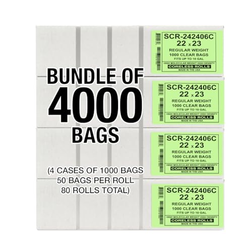 Aluf Plastics 6-8 Gallon Trash Bags Source Reduction Series Value High Density 6 MICRON (equiv) gauge - Intended for Home, Office, Bathroom, Paper, Styrofoam (Pack of 4000) - color: Clear, style: 7-10 Gal, 6 Micron Equiv, 4,000 Count
