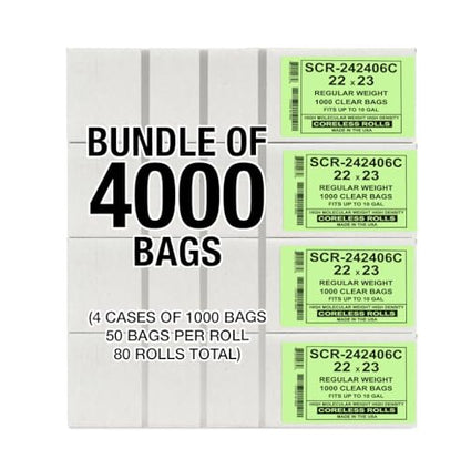 Aluf Plastics 6-8 Gallon Trash Bags Source Reduction Series Value High Density 6 MICRON (equiv) gauge - Intended for Home, Office, Bathroom, Paper, Styrofoam (Pack of 4000) - color: Clear, style: 7-10 Gal, 6 Micron Equiv, 4,000 Count