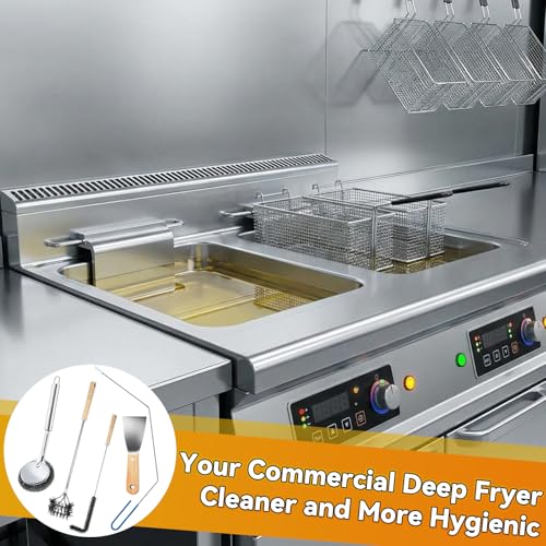 Newtay 6 Pcs Large Commercial Fryer Cleaning Tools Stainless Steel Electric Deep Fryer Cleaner Brush for Restaurants Hotel Kitchen Fryers Deep Cleaning Accessories