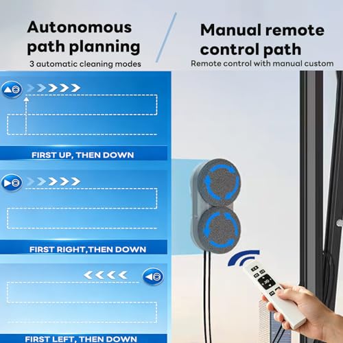 Automatic Smart Window Cleaning Robot, SmartClean Hands-Free Glass Cleaner with Remote Control, 2800Pa Suction for Spotless Mirrors & Tiles, Safe for High-Rise Floor-to-Ceiling Windows
