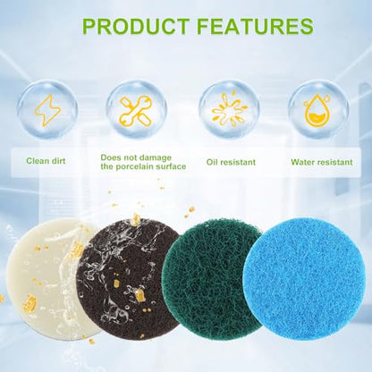 16pcs Electric Cleaning Brush Pad Set 4 Foam Pads 4 Kitchen Mats 4 Performance Pads 4 Microfibre Pads fit for Dremel Versa Cleaning Brush - size: Blue Green White Brown