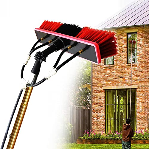 Window Cleaning Pole, Water Fed Telescopic Pole Kit Extendable Conservatory Roof Cleaner Brush Outdoor Window Glass Solar Panel Spray Washer Cleaning Equipment - color: 30cm Brush Head, size: 7.2m