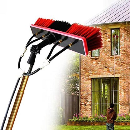 Water Fed Pole Kit, Extendable Window Cleaning Pole Water Fed Telescopic Brush Professional Cleaning Equipment Washing Equipment Cleaning Conservatory Roof Solar Panel - color: 30cm Brush Head, size: 9.0m