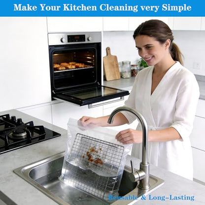 Oven Rack Cleaning Bags, Heavy Duty No Scrub Oven Rack Cleaning Bags, Reusable Leak-Resistant PE Bags for Deep Soaking Grill Grates, BBQ Racks, No Cleaner Included, 3 Pack (15.7''*23.7'') - size: 1 Count (Pack of 3)