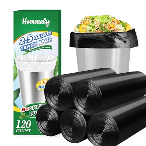 2.5 Gallon 120 pcs Small Black Trash Bags, Strong 2.5 Gallon 2.6 Gallon Garbage Bags, Bathroom Trash Can Bin Liners,Mini Bags Waste Basket Liner,Fit 6-10 Liter, 2-2.5 Gal-Black-120 - style: 2.5Gal Black-120