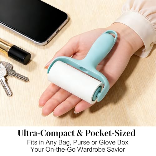 Extra Sticky Lint Roller Set- Blue Lint Remover with 3 Refill Rolls and Ergonomic Handle for Pet Hair Removal on Clothes, Furniture, Carpet, Car Seat