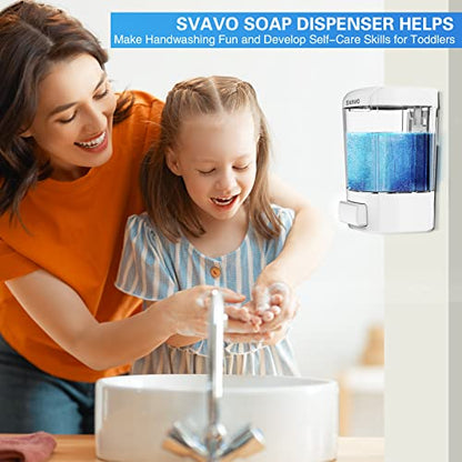 SVAVO Wall Mounted Soap Dispenser Kitchen Bathroom Manual Soap Dispenser Refillable Hand soap Dispenser for Liquid Contianers Shampoo Gel Chamber for Household Commerical 23.7oz (700ml) ABS - color: Full White