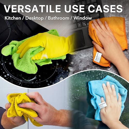 Simple Houseware Microfiber Cleaning Cloth 20 Pack, 12" x 16", 4 Colors - size: 20-Pack