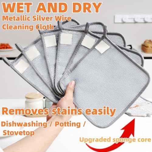 Multifunctional Non-Scratch Wire Dishcloth,2025 New Steel Wire Dish Towel for Wet and Dry Wire Dishcloth for Dishes Sinks Counters Tops of Stoves(5pcs)