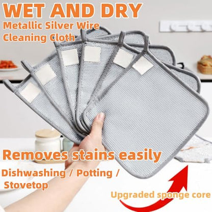 Multifunctional Non-Scratch Wire Dishcloth,2025 New Steel Wire Dish Towel for Wet and Dry Wire Dishcloth for Dishes Sinks Counters Tops of Stoves(5pcs)