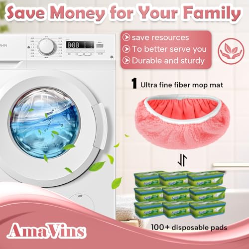 AmaVins 5 Pack Reusable Microfiber Mop Pads Compatible with Swiffer Sweeper, Wet and Dry Flat Cover, Washable Pads for Surface/Hardwood Floor Cleaning (Mop is Not Included) - color: Pink 5 Pack