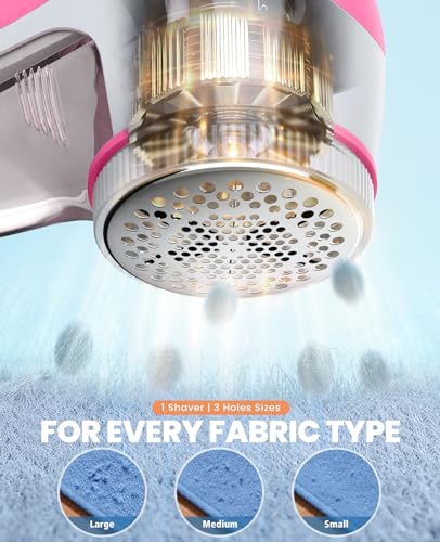 POPCHOSE Fabric Shaver, Lint Remover for Clothes, Electric Lint Shaver with 6-Leaf Blades, Sweater Shavers to Remove Pilling for Clothing, Couch, Furniture, Fuzz, Lint Ball, Bobbles, Pink - color: Pink