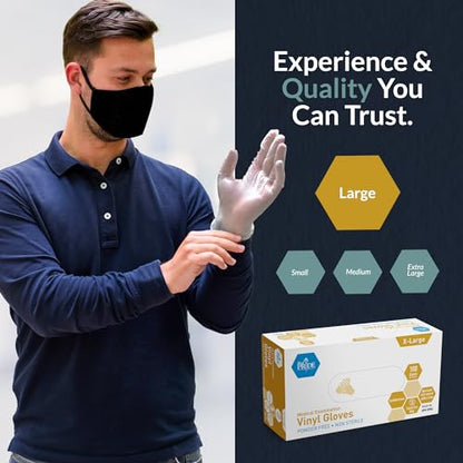 MED PRIDE Disposable Medical Grade Vinyl Exam Gloves, Latex & Powder Free, Ultra-Strong, for Healthcare & Food Handling (X-Large (Pack of 100) 100 Clear) - size: X-Large (Pack of 100)