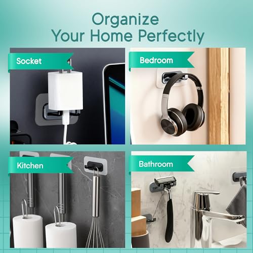 Hook LAB Strong Adhesive Shower Razor Holder, 2-Pack, Removable & Reusable Waterproof Hooks for Bathroom, Kitchen, Towels & Accessories – Black - color: Black - Extra Hold