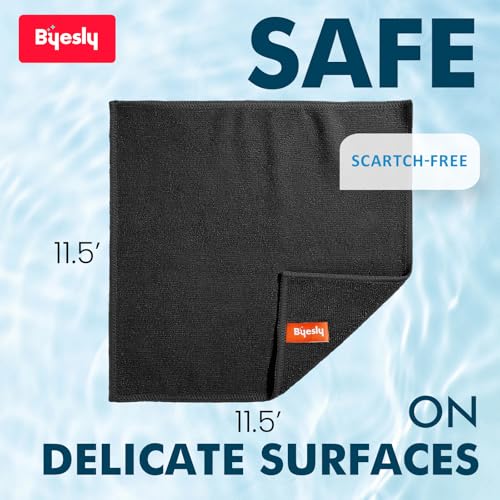 12-Pack Microfiber Cleaning Cloth, 11.5x11.5 Microfiber Towels for Cars, Dishes & House, for Detailers, Chefs & Efficient Home | Scratch-Free, Lint-Free, Ultra Absorbent(Black) - color: Black