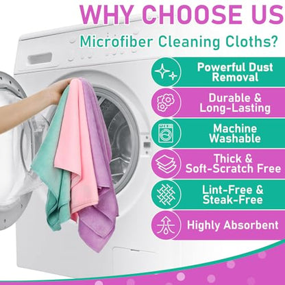 Newwiee 6 Pcs Extra Large Microfiber Cleaning Cloth 30" x 20" Washable Reusable Microfiber Towel Streak Free Lint Free Cloth for Cleaning Home Glass Office Window Bathrooms (Pastel Colors) - color: Pastel Colors