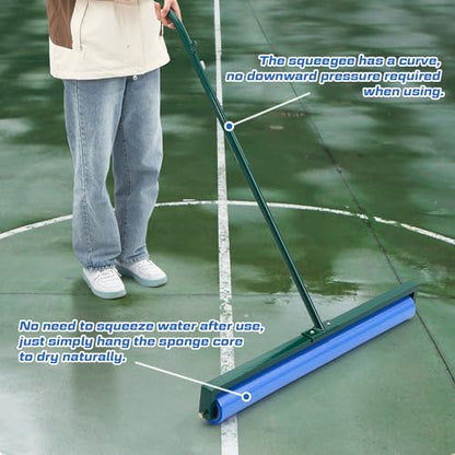 Suclain 36 Inch Tennis Court Squeegee PVA Foam Sponge Roller Lightweight Removes Water Quickly Clear Floors Tool for Tennis Basketball Sports Courts Garages - color: Blue