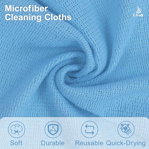 LIVOS Microfiber Cleaning Cloth Roll - 100 Pack, Reusable Paper Towels, Microfiber Towels for Car, Super Absorbent Cleaning Rags for House,Kitchen,Window-Blue, 11.5"x11.5"|Lightweight, Quickly Dry - color: Blue