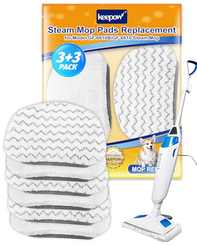 KEEPOW Steam Mop Pads 6 Pack for Bissell Powerfresh 1940 1544 1440 Series Floor Steamer Hard Floor Cleaner Microfiber Rags Replacement Parts for Bissell Model 1544A 2075A 1806 5938 1940W 19404 1940A - color: 3+3 Pack