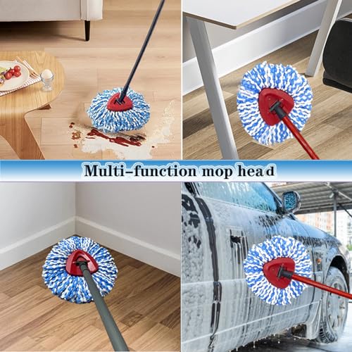Mop Heads Replacement for O-Ceda Easy Wrin Spin Mop, Microfiber Spin Mop Refills, 4 Packs Mop Head Replacement Easy Cleaning Machine Washable - color: #5 Blue
