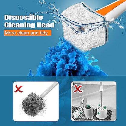 JEHONN Disposable Toilet Bowl Cleaner Wand with 40 Cleaner Refills, Wall Mounted Long Handle Compact Bathroom Scrub Brush Holder Set for Sink Bathtub Wash Basin Mop Pool (Orange) - color: Orange