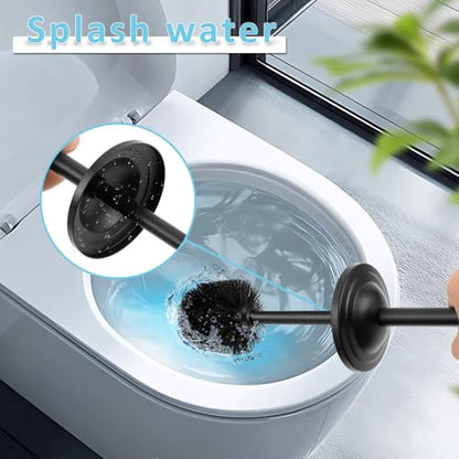 Black Toilet Brush and Holder Set,304 Stainless Steel Toilet Bowl Brush and Holder for Bathroom,Heavy Duty Toilet Brush,Durable Scrubbing Bristles,Splash Resistant,Long Handle - color: Black