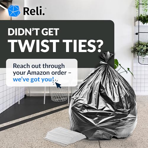 Reli. 40 to 45 Gallon Trash Bags Heavy Duty | 150 Trash Bags with Ties | Super Sizeable, Black, Serious Garbage Cleanup