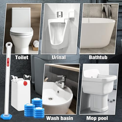 JEHONN Disposable Toilet Bowl Cleaner Wand with Upgraded Clamping System, Wall Mounted Bathroom Scrubber Brush for Bathtub Sink Wash Basin, 16 Refills - color: White