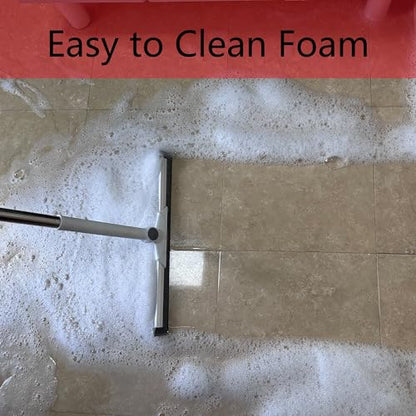 Silicone Air Broom Sweeper, Household Squeegee with Adjustable Small Handle for Cleaning Pet Hair, Floor, Bathroom, Kitchen, Glass, Window, Water, Grey