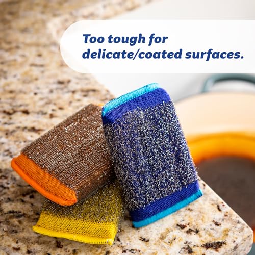 Scrub Daddy Large Steel Scouring Pads - Scour Daddy Steel XL Stainless Steel Dish Scrubber Sponge - Durable, Shred-Resistant Scour Pads - Bulk Kitchen Sponges & Commercial Cleaning Supplies (18 Count) - style: Scour Daddy Steel XL