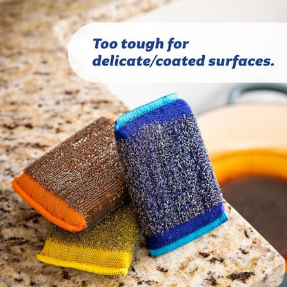 Scrub Daddy Large Steel Scouring Pads - Scour Daddy Steel XL Stainless Steel Dish Scrubber Sponge - Durable, Shred-Resistant Scour Pads - Bulk Kitchen Sponges & Commercial Cleaning Supplies (18 Count) - style: Scour Daddy Steel XL