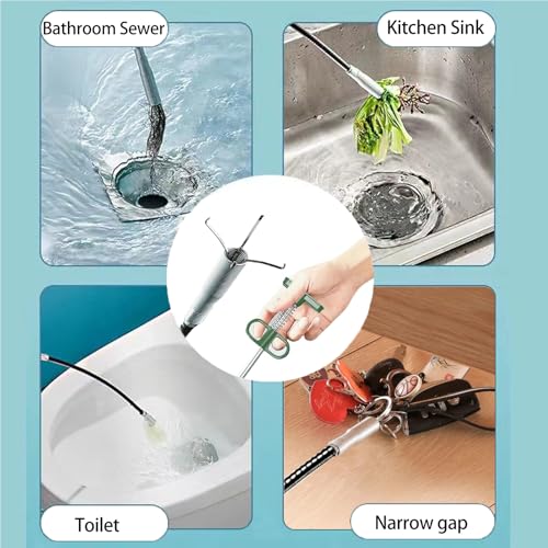 Upgrade Drain Snake for Hair Clogs, 61'' Four claw grabber pickup tool for Litter Pick, Home Sink, Drains, Toilet, Snake Drain Hair Remover - style: T-61 IN