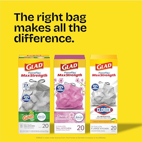 Glad Small Trash Bags 4 Gallon, Lemon Fresh Bleach Garbage Bags, Odor Resistant with Drawstring, 80 Count - size: 80 Count (Pack of 1)